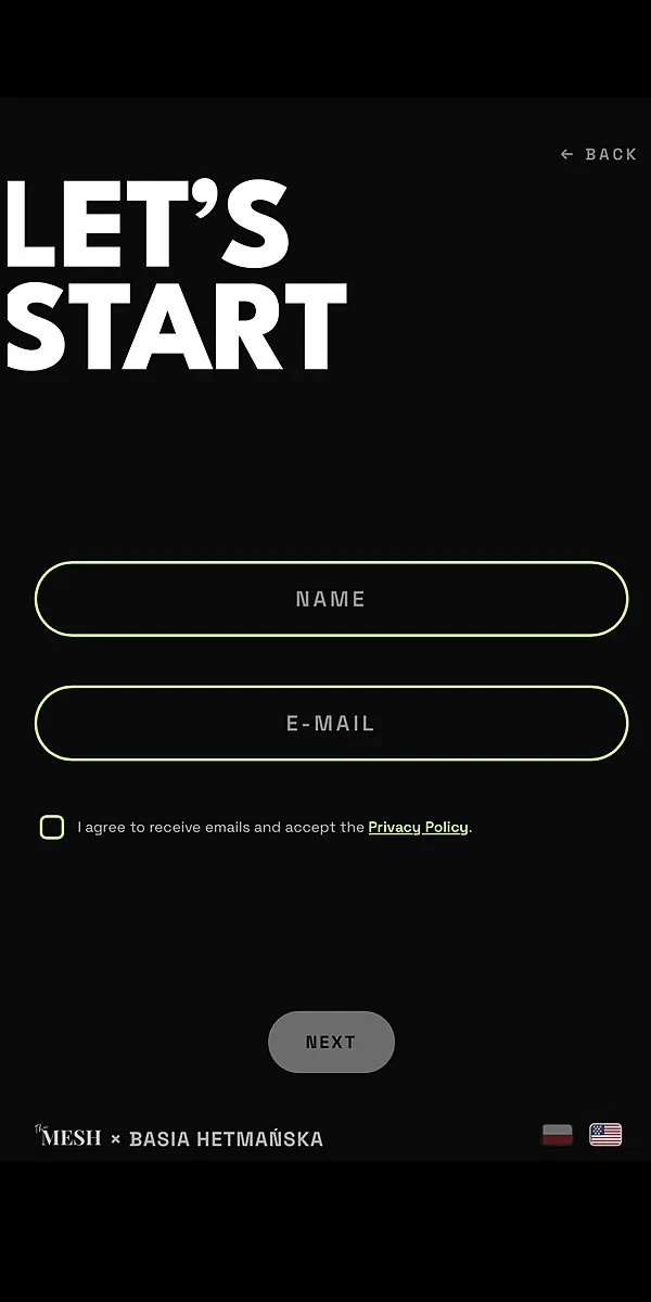 Sign-up screen