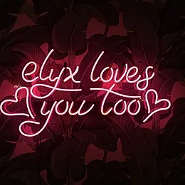 'elyx loves you too' neon sign at an Absolut Elyx event