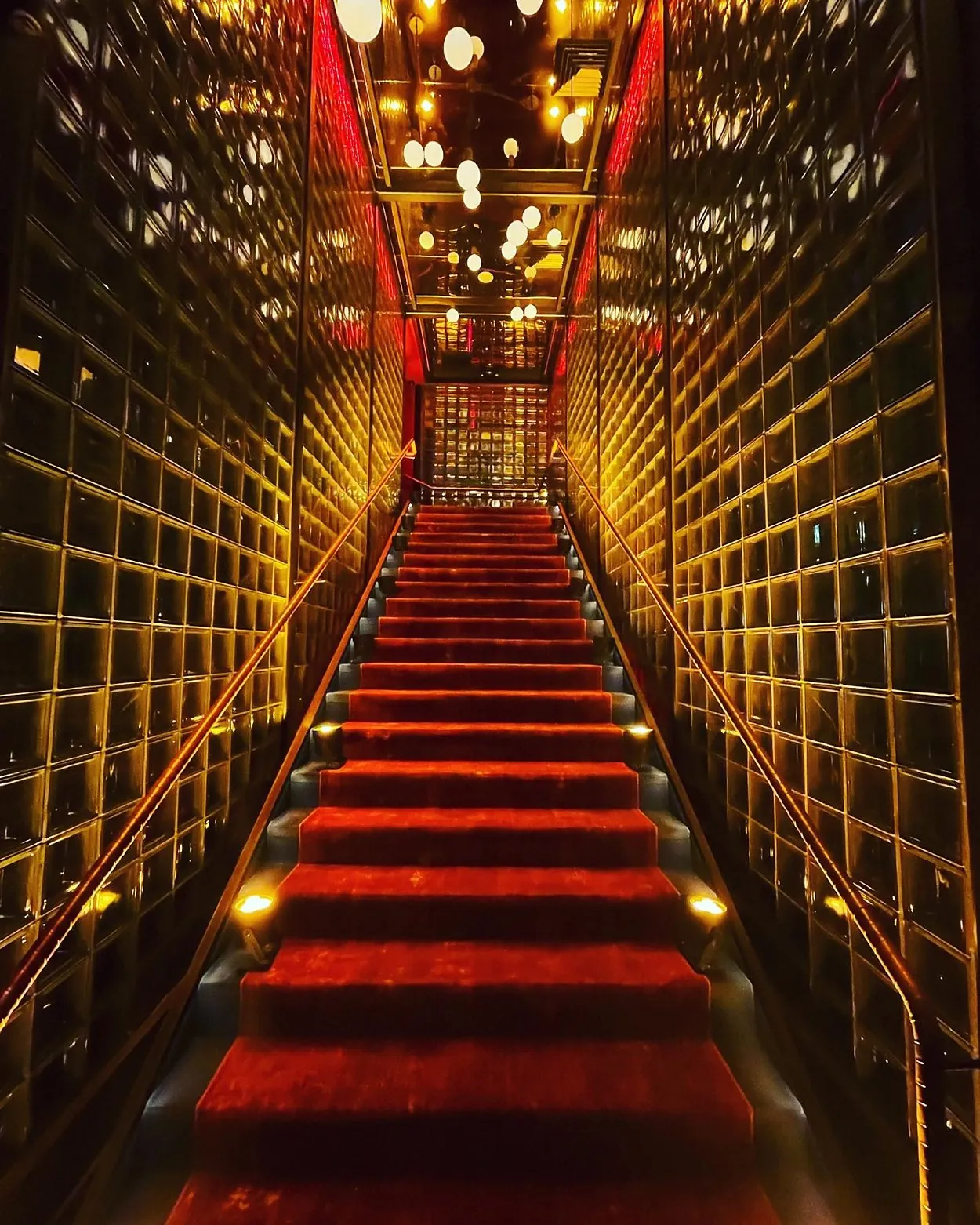 Red-carpet staircase at Catch