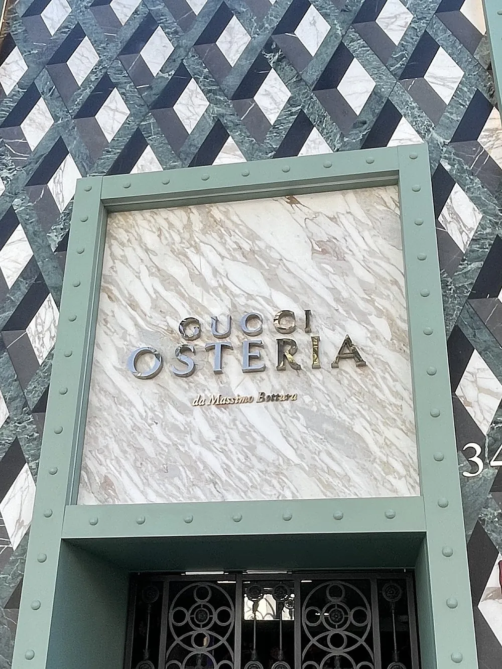 The Gucci Osteria da Massimo Bottura entrance on Rodeo Drive