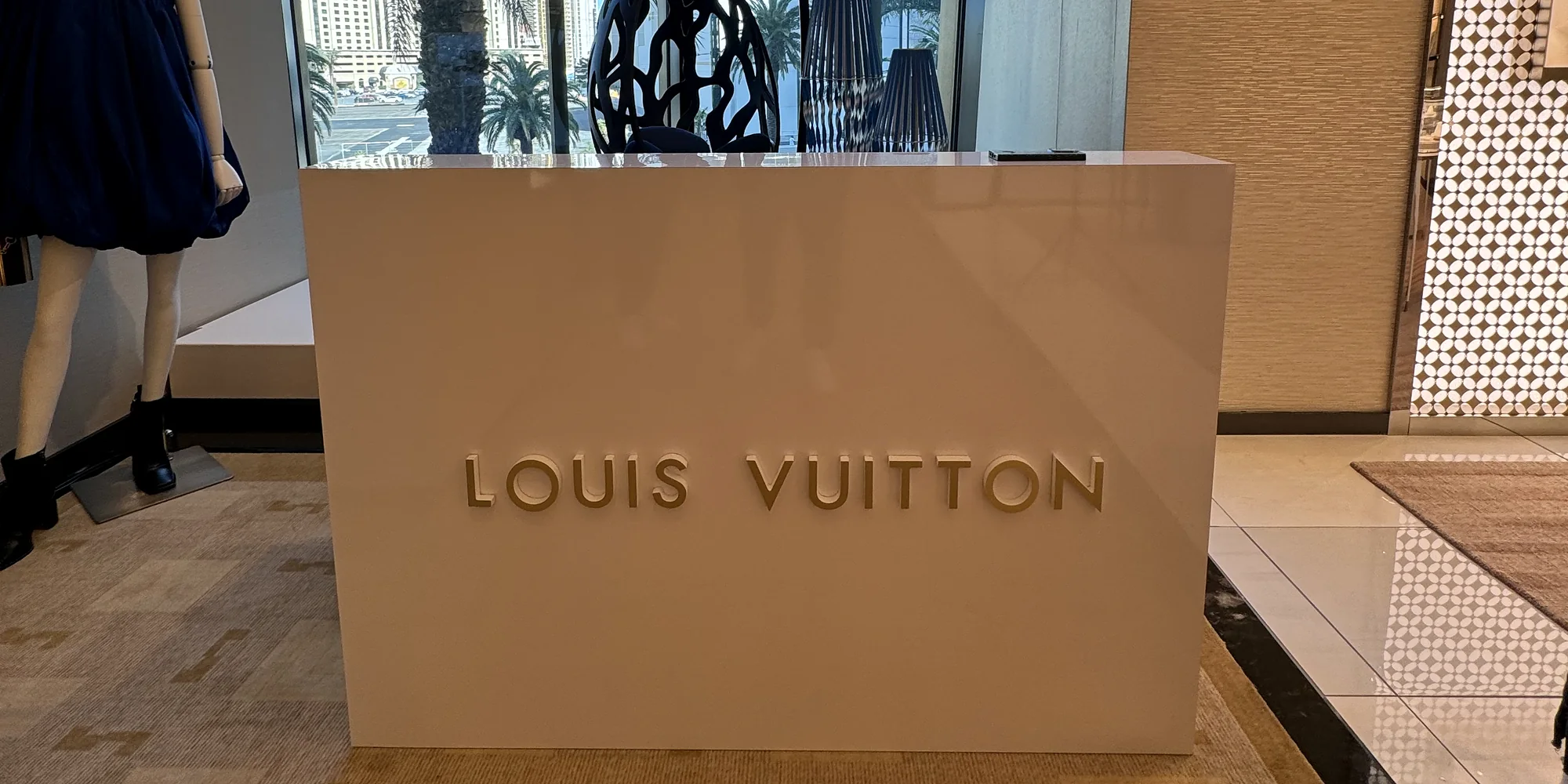 AVE's custom LOUIS VUITTON-branded DJ booth set up inside the Las Vegas store